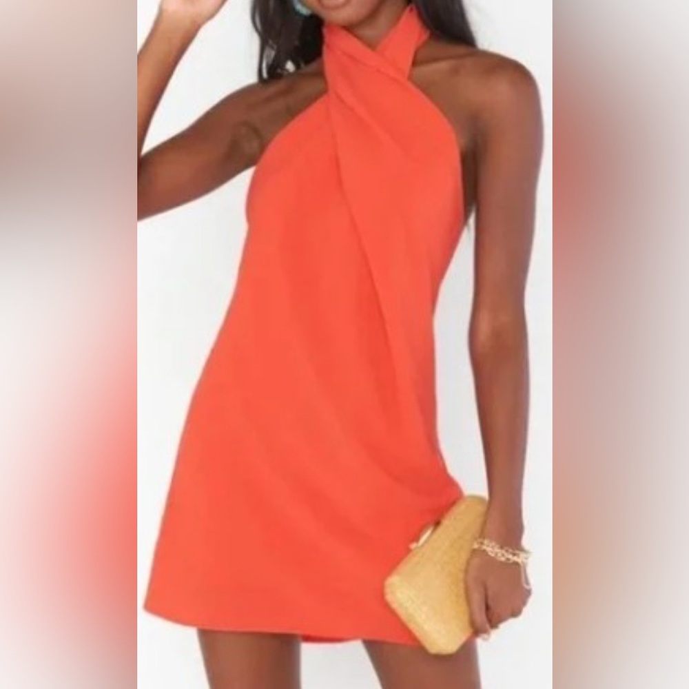 Show Me Your Mumu | coral orange halter dress - S